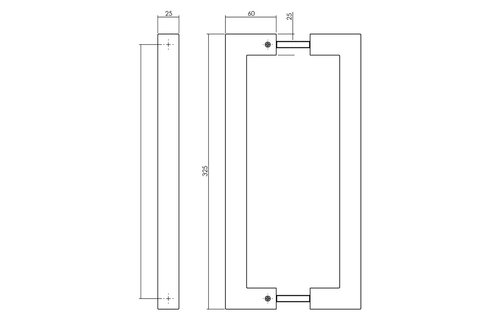 Deurgrepen Vierkant per paar 325x60x25 mm mat zwart