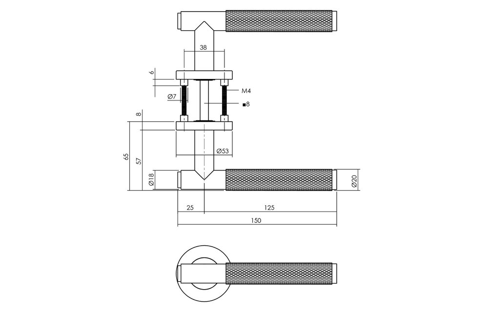 Deurkruk Rombo op rozet ø53x8 mm antracietgrijs