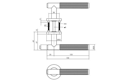 Deurkruk Rombo op rozet ø53x8 mm antracietgrijs