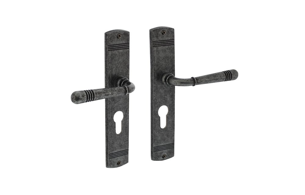 Intersteel - Deurkruk Emily op schild profielcilindergat 55 mm oud grijs