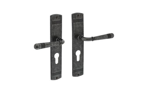 Intersteel - Deurkruk Emily op schild profielcilindergat 55 mm oud grijs