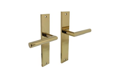 Deurkruk Bastian op schild 245x45 mm blind messing titaan PVD