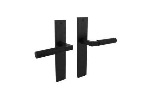 Deurkruk Bau-Stil op schild 245x45 mm blind mat zwart