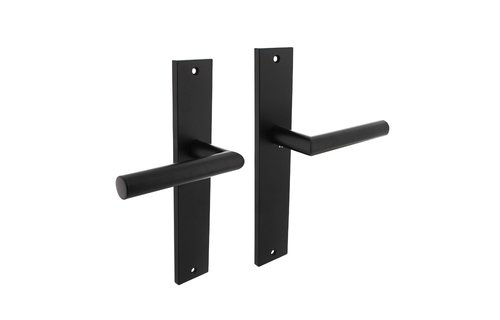Deurkruk Bastian op schild 245x45 mm blind mat zwart