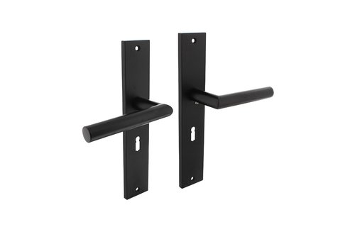 Deurkruk Bastian op schild 245x45 mm sleutelgat 56 mm mat zwart