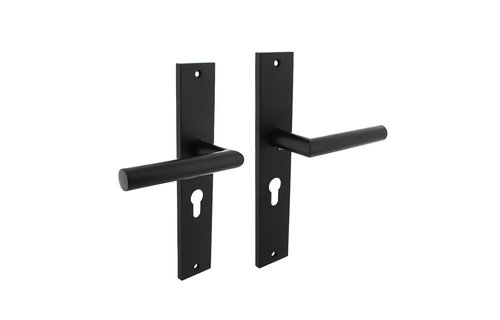 Deurkruk Bastian op schild 245x45 mm profielcilindergat 55 mm mat zwart