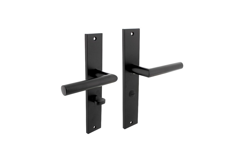 Deurkruk Bastian op schild 245x45 mm WC63/8 mm mat zwart