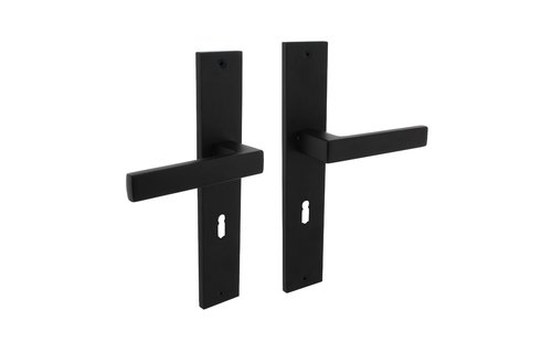 Deurkruk Hera op schild 245x45 mm sleutelgat 56 mm mat zwart