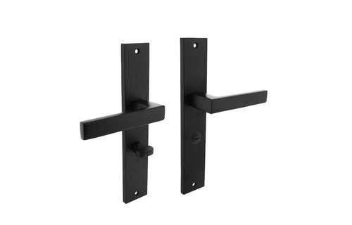 Deurkruk Hera op schild 245x45 mm WC63/8 mm mat zwart