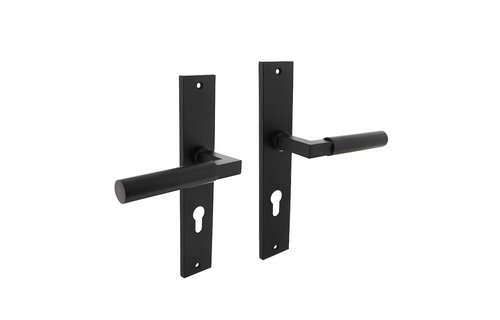 Deurkruk Bau-Stil op schild 245x45 mm profielcilindergat 72 mm mat zwart