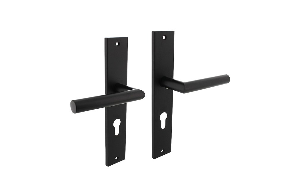 Deurkruk Bastian op schild 245x45 mm profielcilindergat 72 mm mat zwart