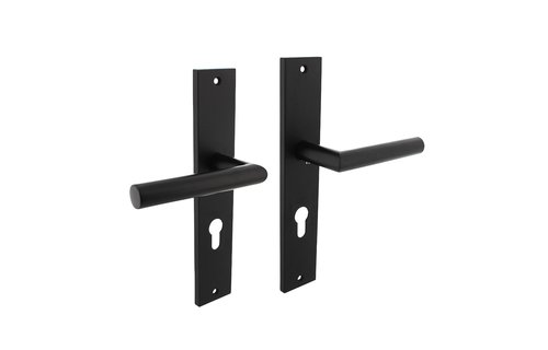 Deurkruk Bastian op schild 245x45 mm profielcilindergat 72 mm mat zwart