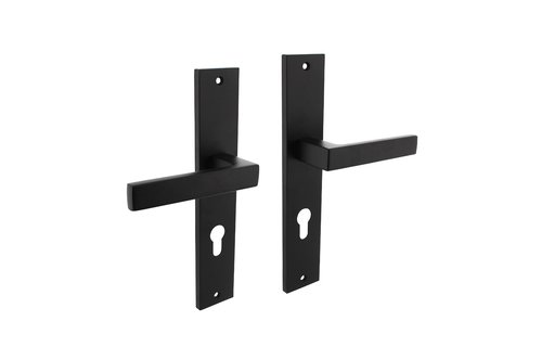 Deurkruk Hera op schild 245x45 mm profielcilindergat 72 mm mat zwart