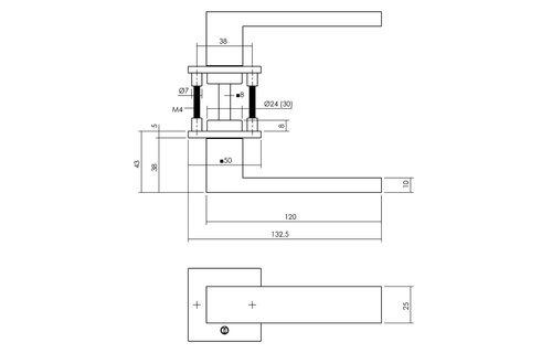 Intersteel - Deurkruk Amsterdam op vierkante rozet 50x50x5 mm rvs geborsteld