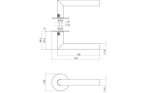 Intersteel - Deurkruk Jura met zelfklevend rozet rvs