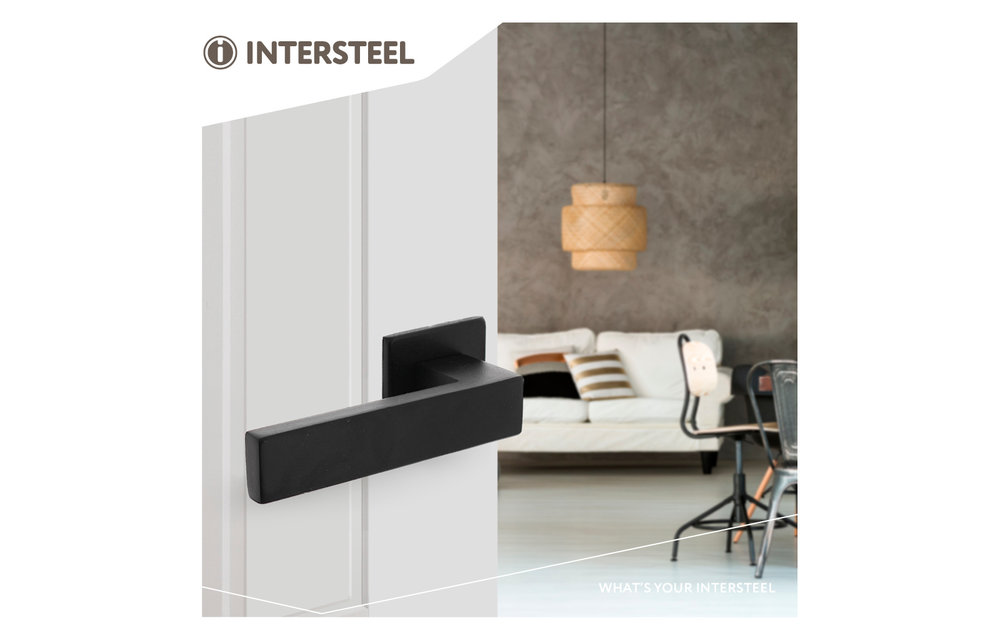 Intersteel - Deurkruk Amsterdam op vierkante rozet 50x50x5 mm mat zwart
