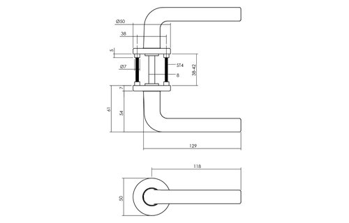 Intersteel - Deurkruk Derby op rond rozet doorsnede 50x7 mm aluminium