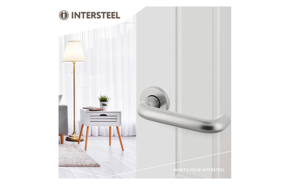 Intersteel - Deurkruk Rond met rond rozet doorsnede 50x7 mm aluminium