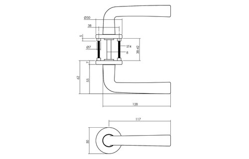 Intersteel - Deurkruk Conisch met ronde rozet doorsnede 50x7 mm aluminium