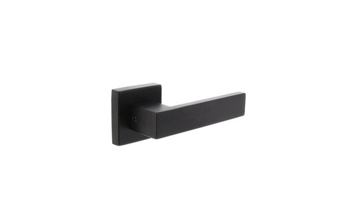 Intersteel - Deurkruk Amsterdam op vierkante massieve rozet 53x53x10 mm rvs zwart achterdeurbeslag
