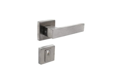 Intersteel - Set achterdeurbeslag Amsterdam op vierkante massieve rozet SKG*** met kerntrekbeveiliging rvs geborsteld