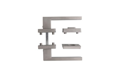 Intersteel - Set achterdeurbeslag Amsterdam op vierkante massieve rozet SKG*** met kerntrekbeveiliging rvs geborsteld