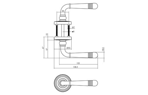 Intersteel - Deurkruk Emily op rozet doorsnede 54x9 mm met nokken mat zwart