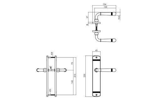 Intersteel - Deurkruk Emily op schild 230x44 mm blind zwart