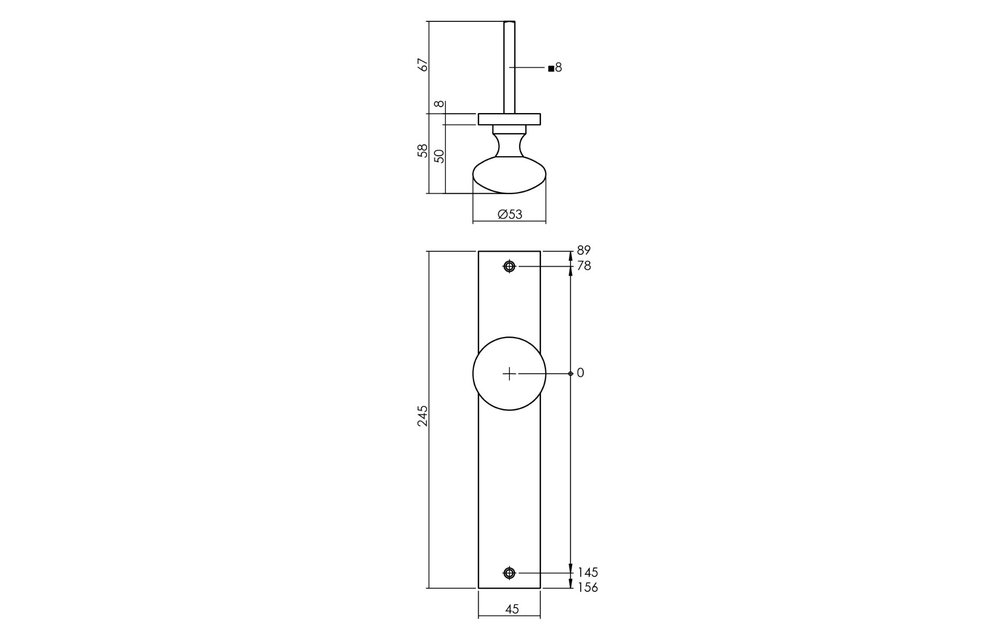 Knopschild 245x45 mm blind zwart
