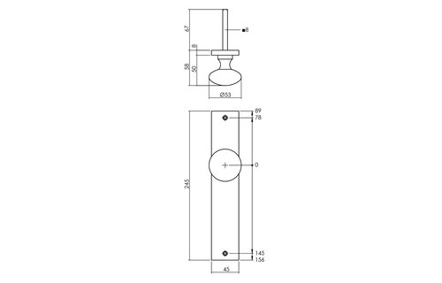 Knopschild 245x45 mm blind zwart