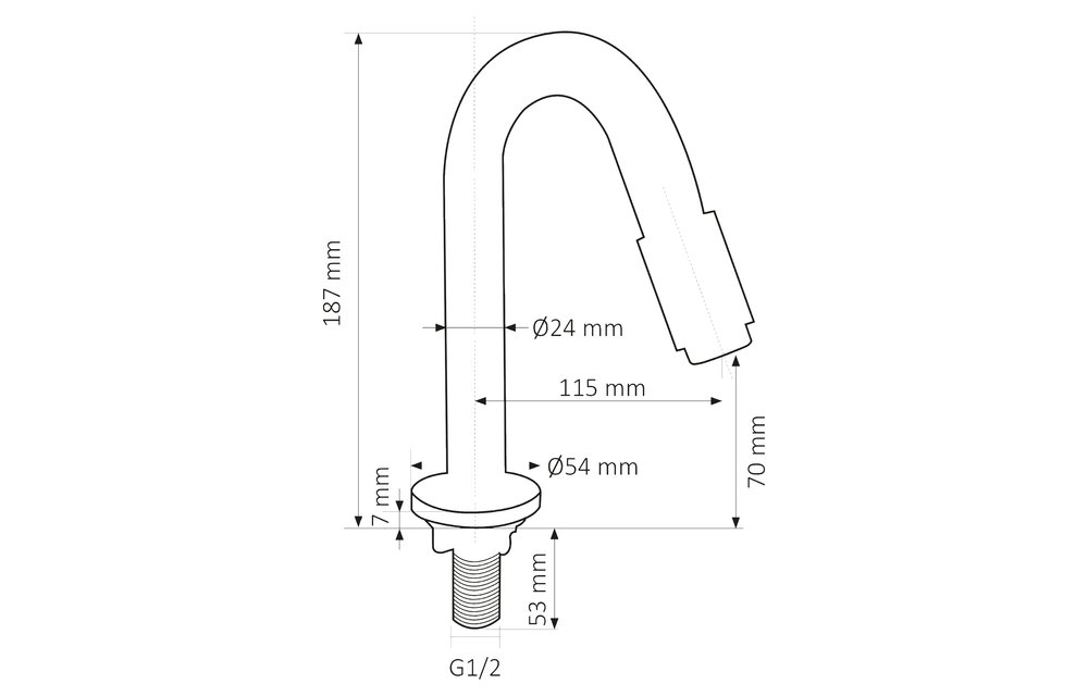 Differenz - Koudwaterkraan gebogen - mat zwart - 19cm