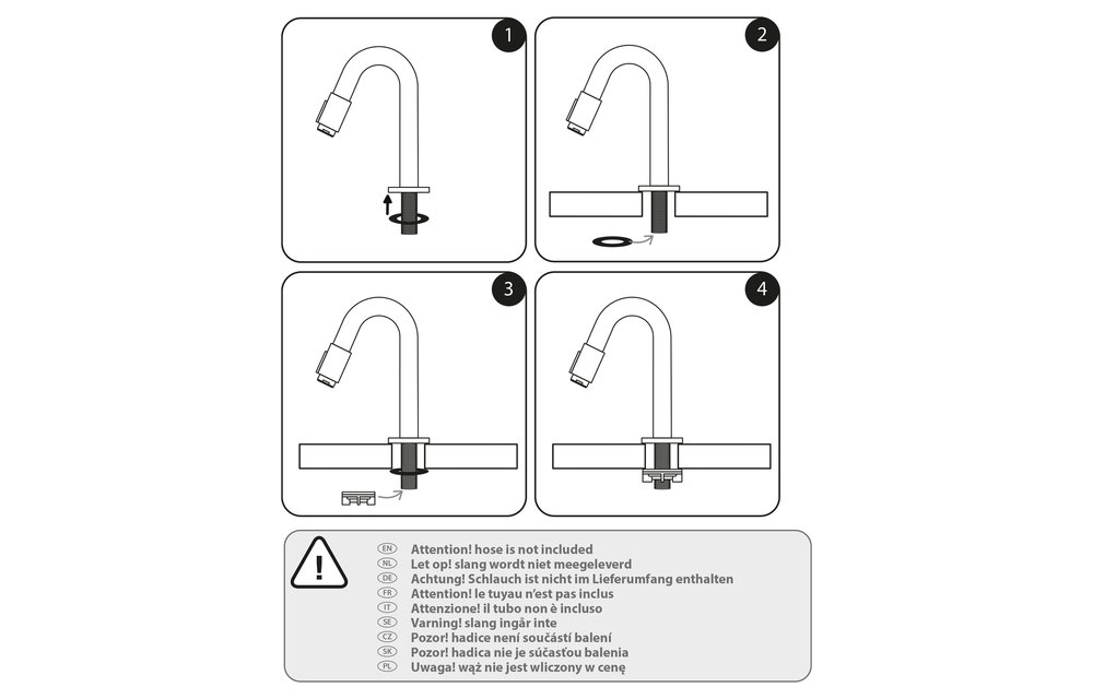 Differenz - Koudwaterkraan gebogen - mat zwart - 19cm