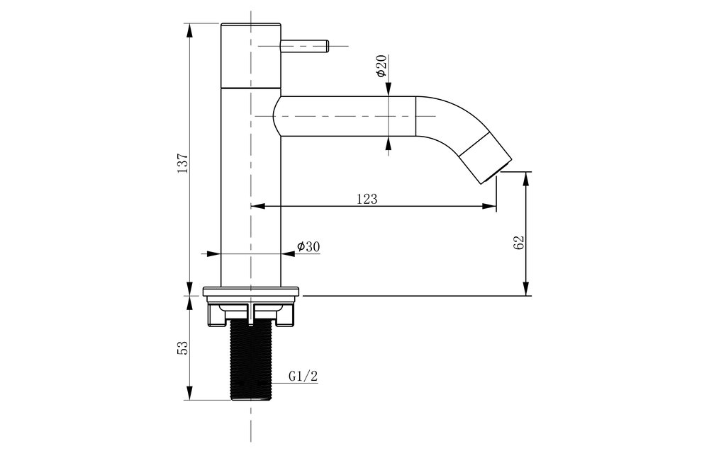Differenz - Koudwaterkraan gebogen - mat zwart - 14cm