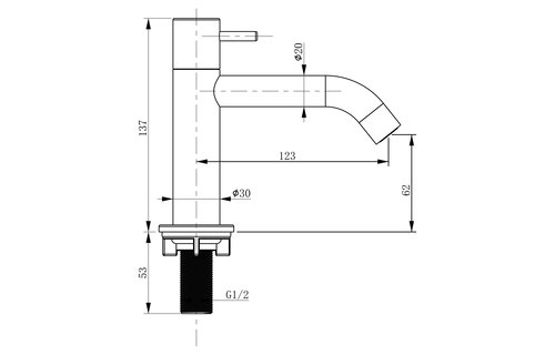 Differenz - Koudwaterkraan gebogen - mat zwart - 14cm