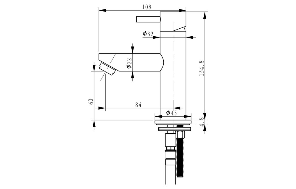 Differenz - Kraan koud/warm recht mat zwart - 14cm
