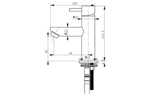 Differenz - Kraan koud/warm recht mat zwart - 14cm