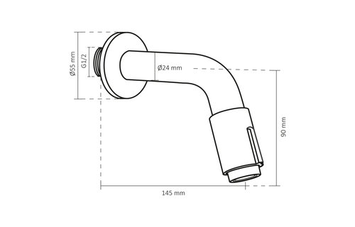 Differenz - Koudwater muurkraan inbouw - mat zwart - 14cm