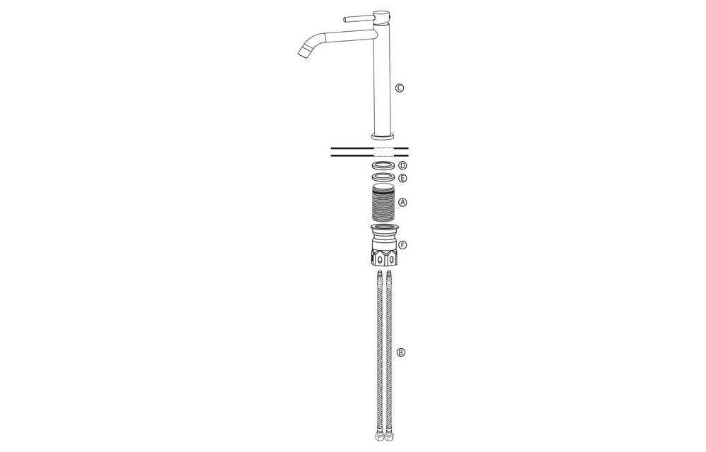 Differenz - Hoge gebogen kraan koud/warm - mat zwart - 30cm