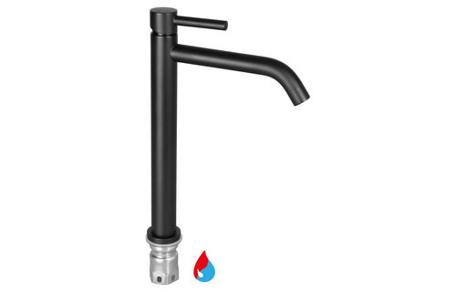 Differenz - Hoge gebogen kraan koud/warm - mat zwart - 30cm