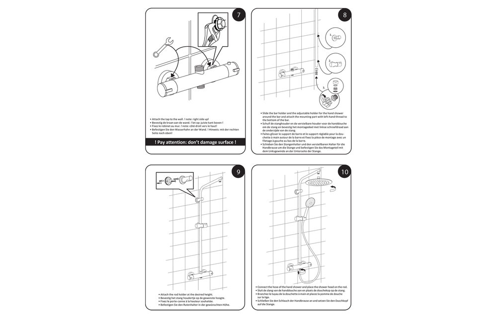 Differenz - Doucheset thermoline mat zwart - 25cm