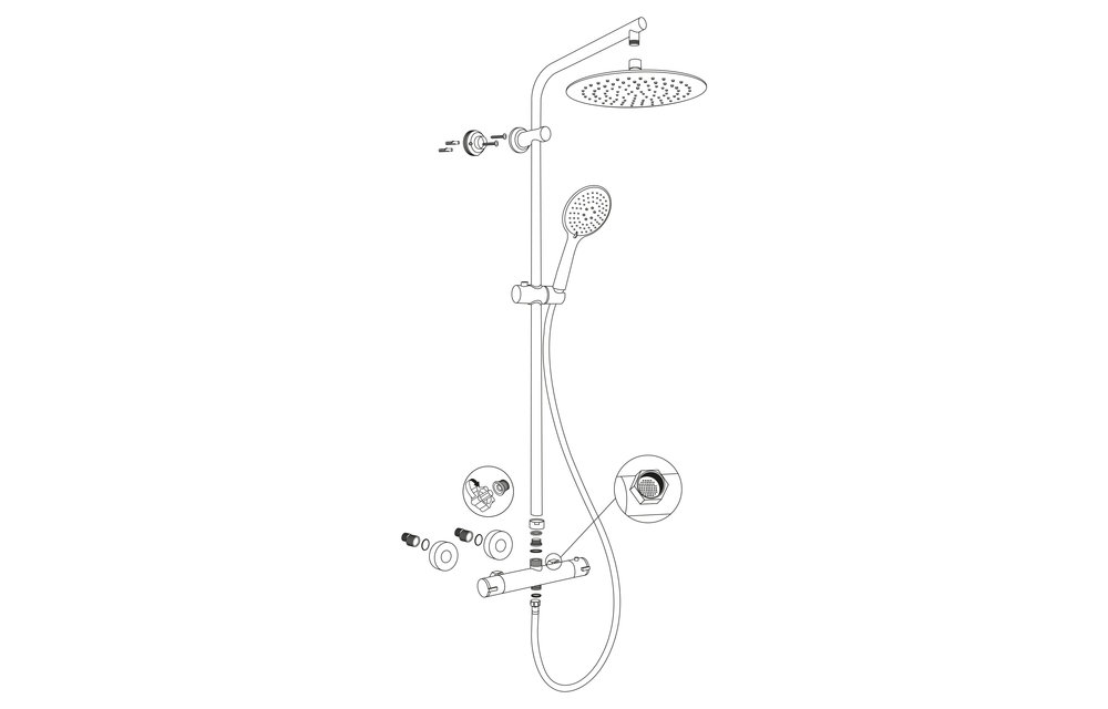 Differenz - Doucheset thermoline mat zwart - 25cm