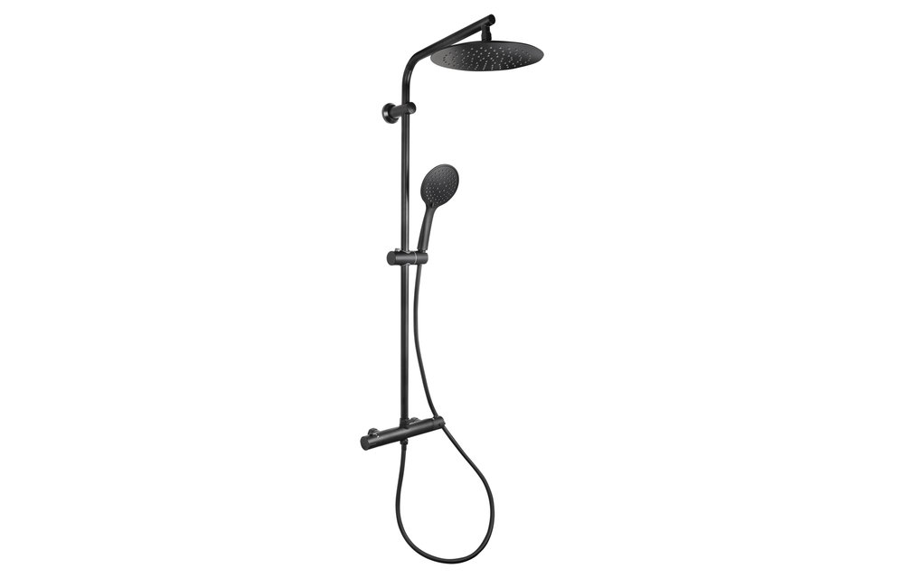 Differenz - Doucheset thermoline mat zwart - 25cm