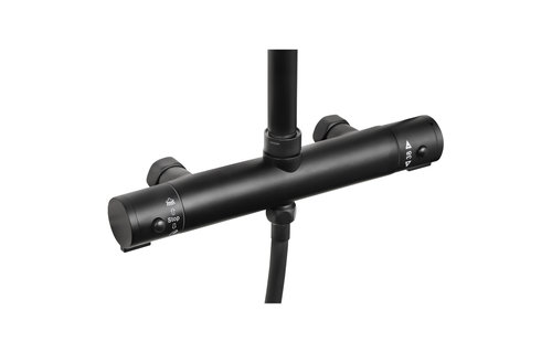 Differenz - Doucheset thermoline mat zwart - 25cm
