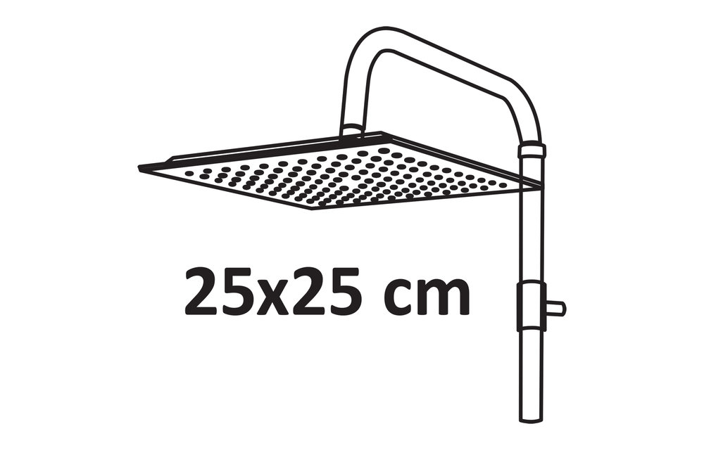 Differenz - Doucheset thermoline vierkant mat zwart - 25cm