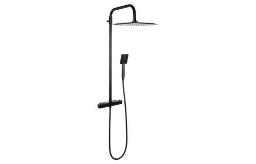 Differenz - Doucheset thermoline vierkant mat zwart - 25cm