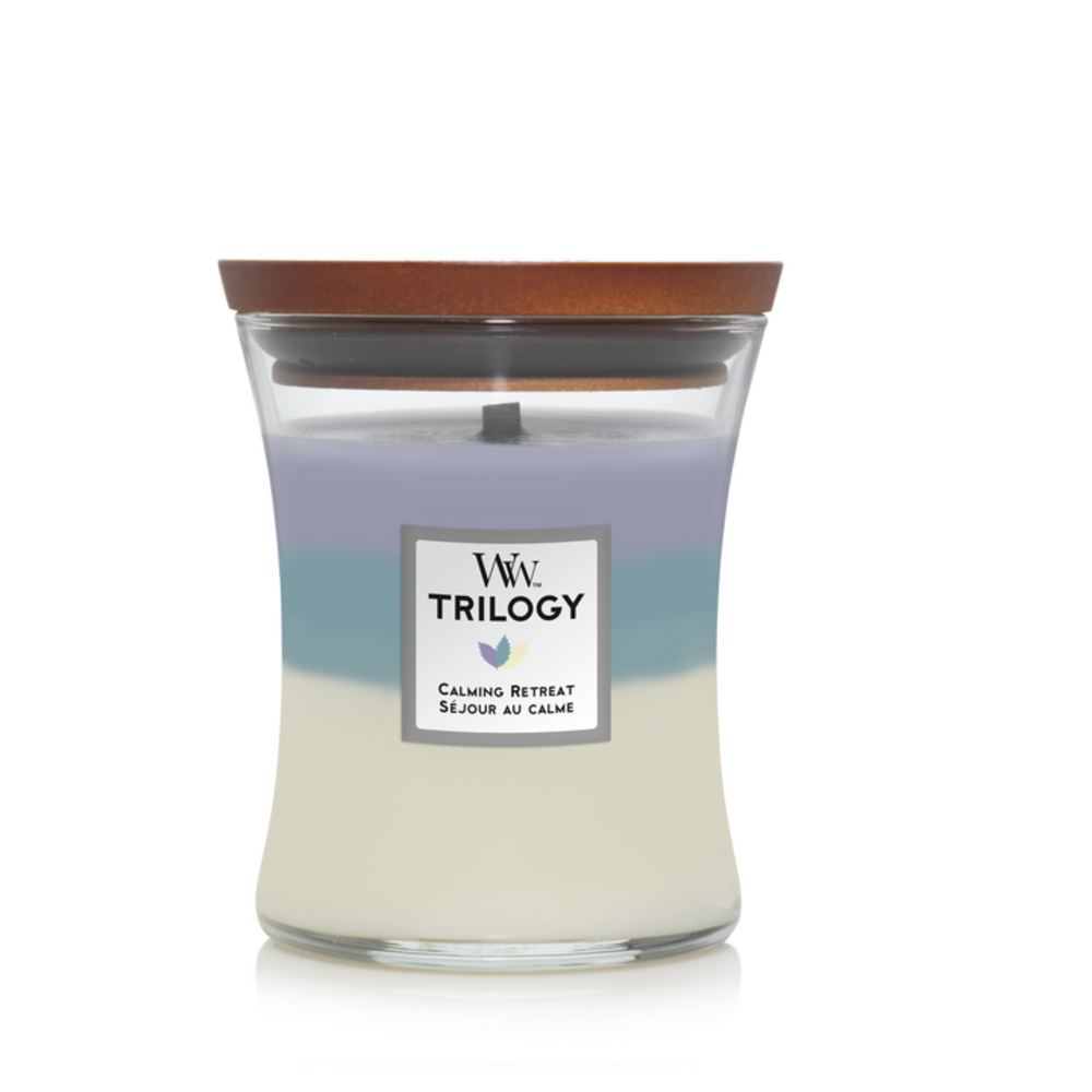 Woodwick Geurkaars medium Trilogy Calming Retreat kopen? (Tip) Piet van Walsem B.V.