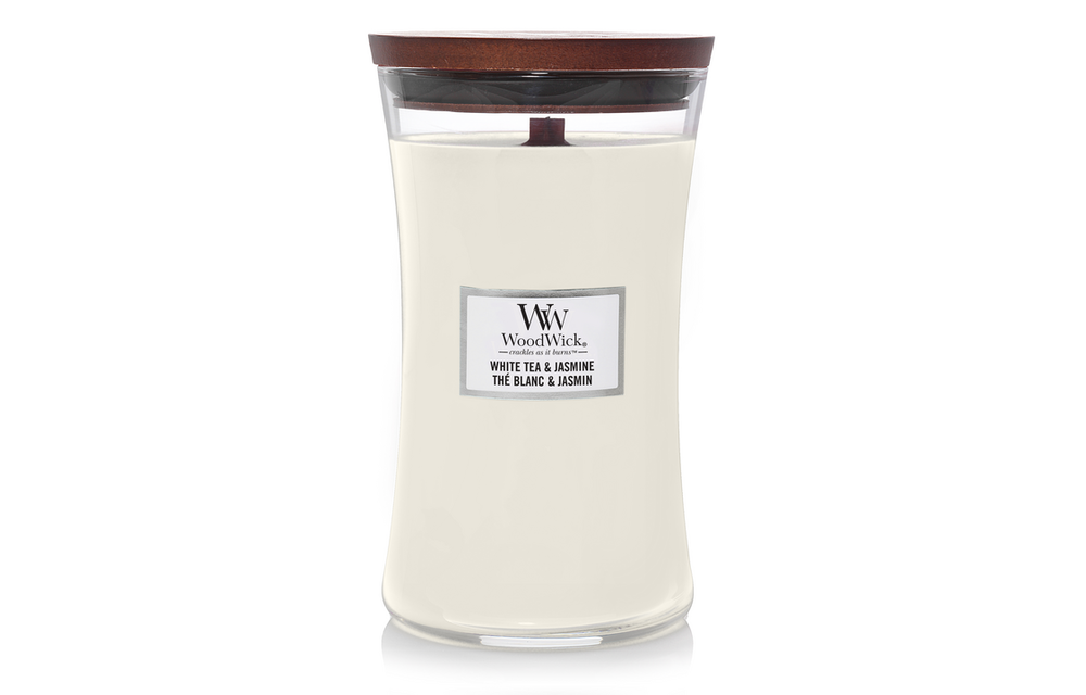 Woodwick Geurkaars large White Tea & Jasmine kopen? (Tip) Piet van