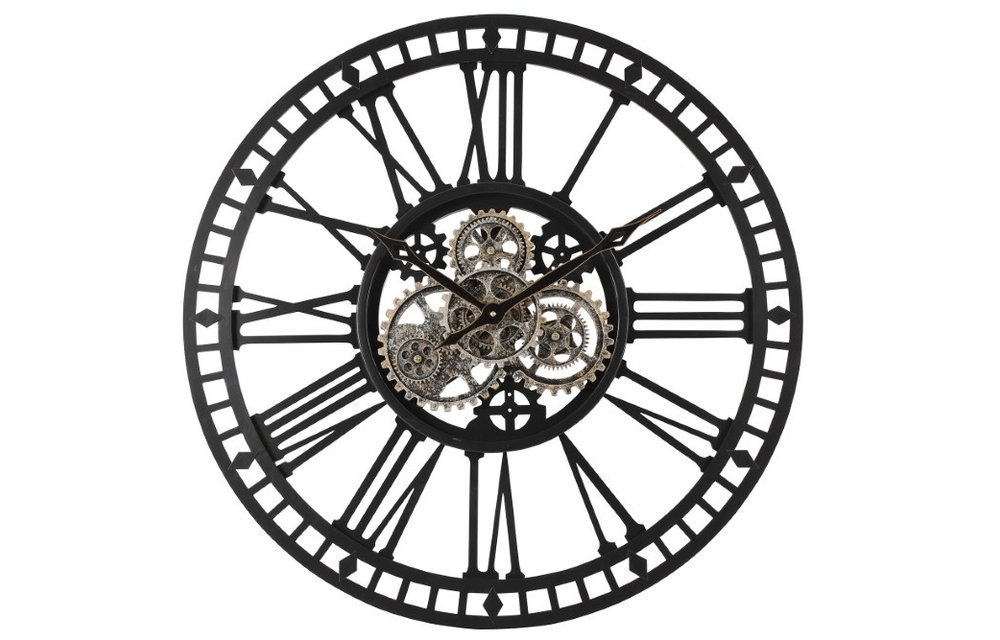 Countryfield - Grote wandklok Skeleton L zwart - 70cm rond
