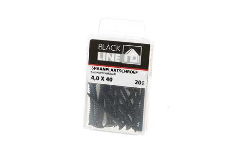 Blackline - Spaanplaatschroeven - 25 stuks - HCP TX20 4x20mm Zwart
