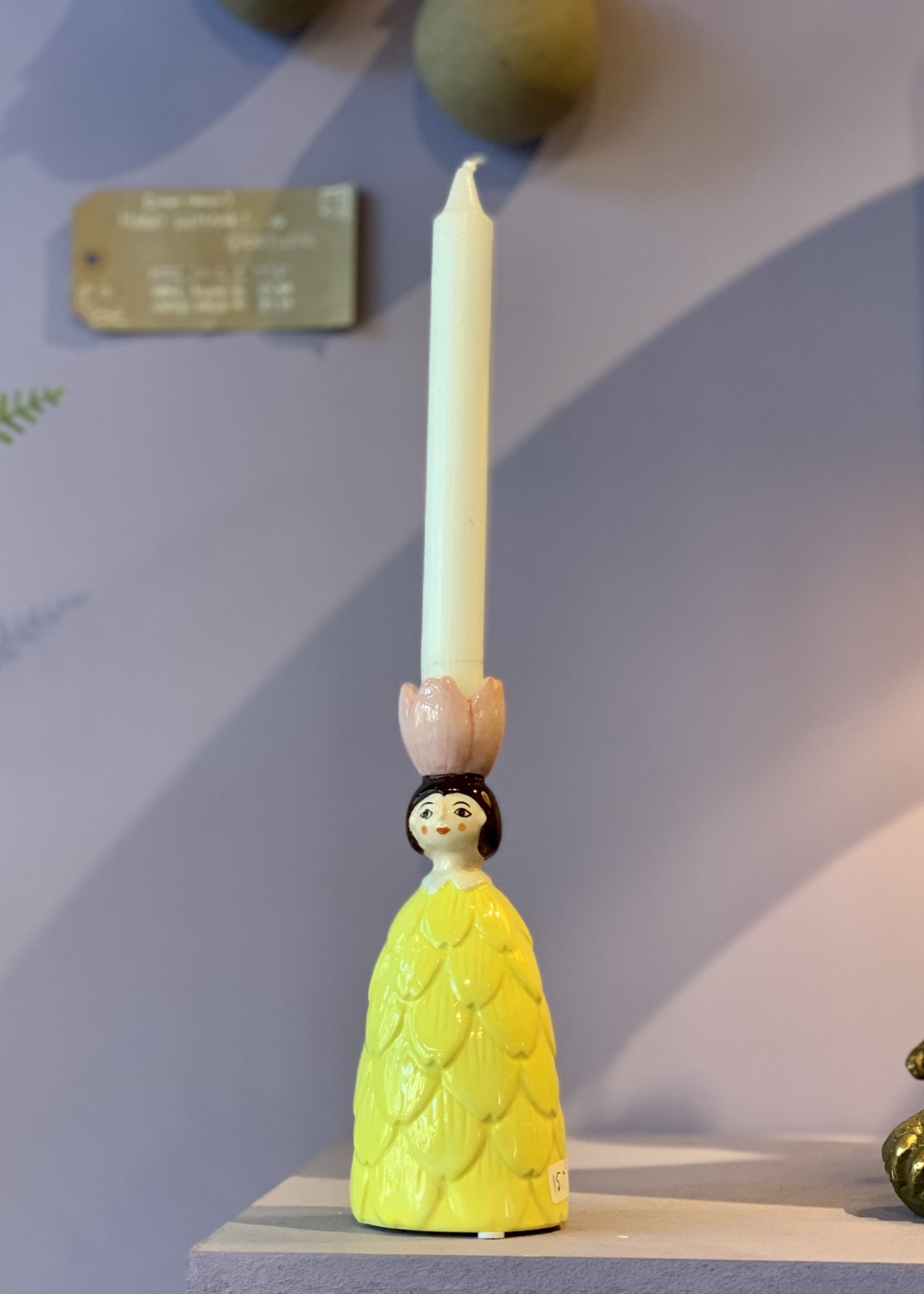 Candle Holder FLOWER GIRL yellow 18cm